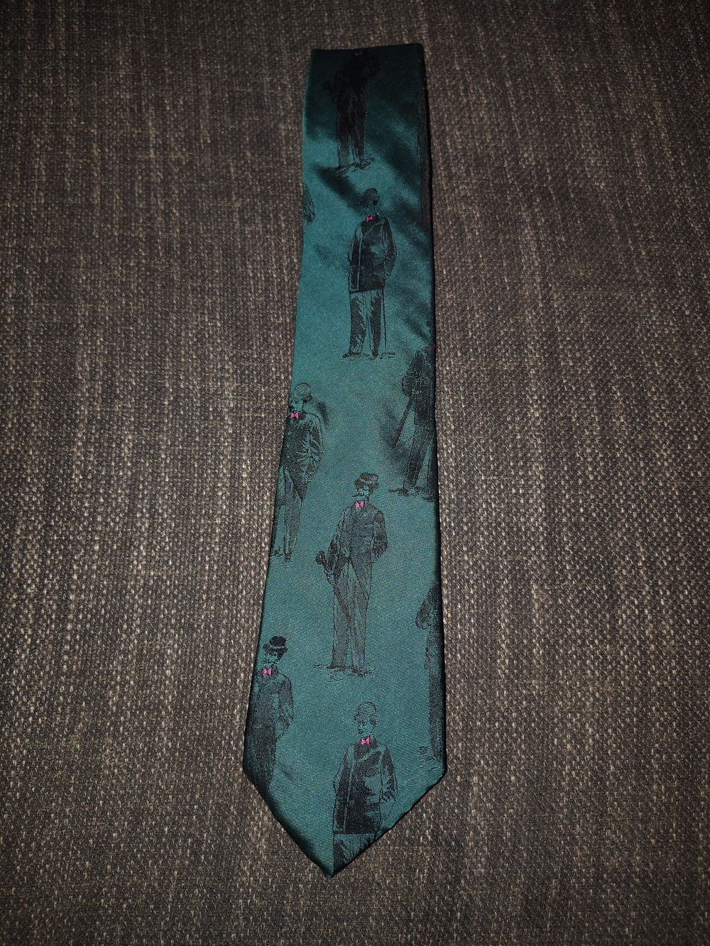 Vintage Dimitri "Charlie Chaplin" Dark Teal Silk Tie
